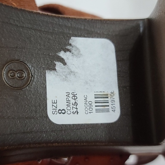 C Comfort Womens Faux Brown Leather Heeled Sandals Strappy Zips Ankle Strap Sz 8 - Picture 14 of 15